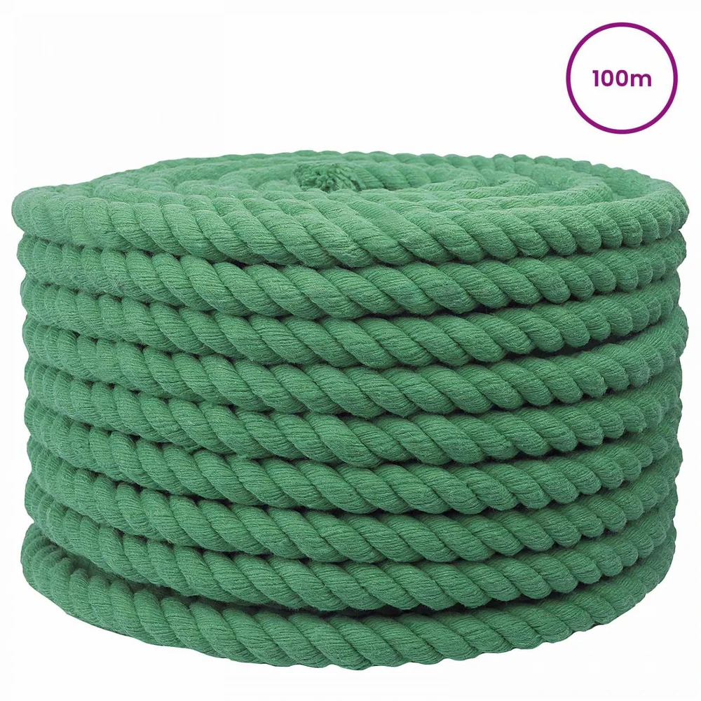 Medvilninė virvė 20 mm 100 m Žalia 100% Medvilnė