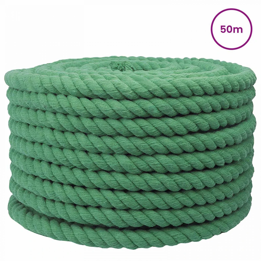 Medvilninė virvė 20 mm 50 m Žalia 100% Medvilnė