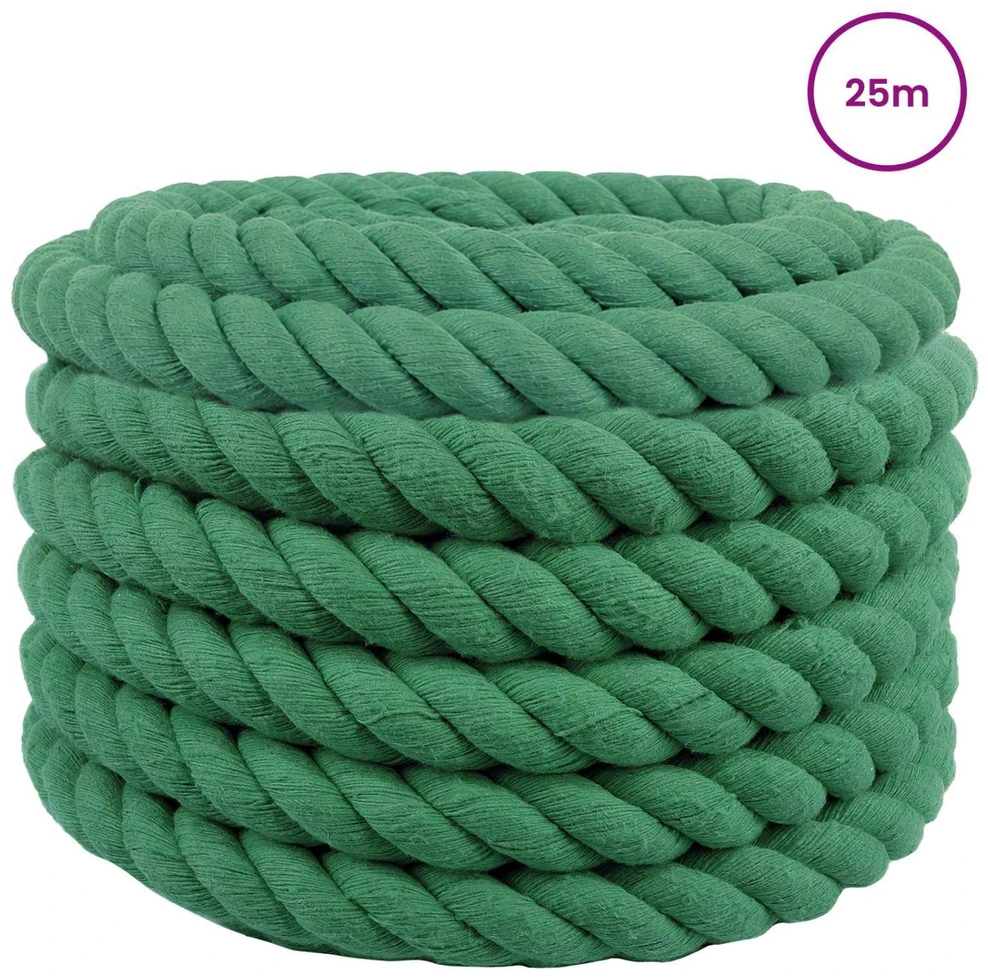 Medvilninė virvė 36 mm 25 m Žalia 100% Medvilnė