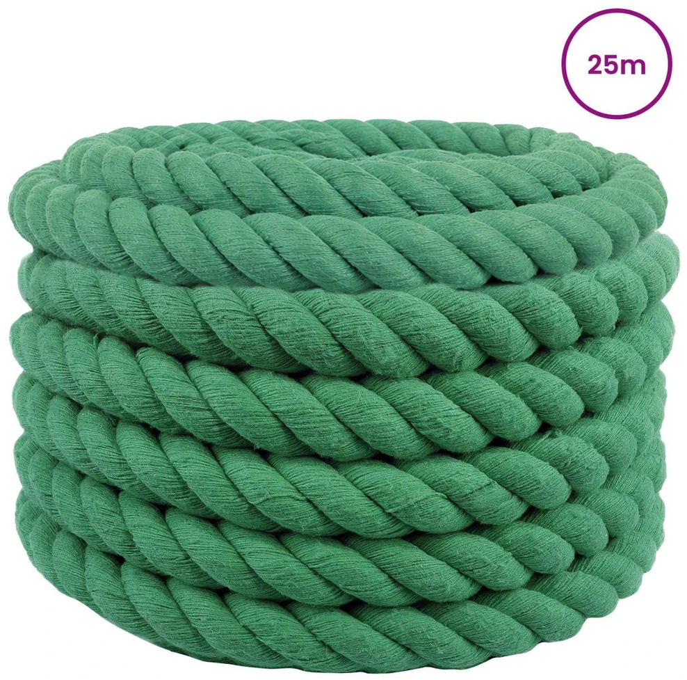 Medvilninė virvė 40 mm 25 m Žalia 100% Medvilnė