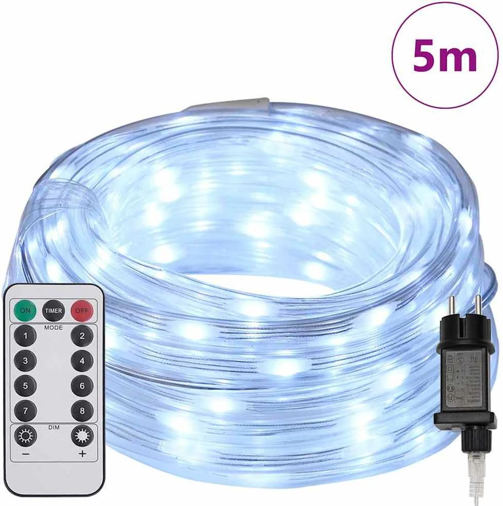Virvės Šviesa su 120 LED Šalta balta 5 m PVC