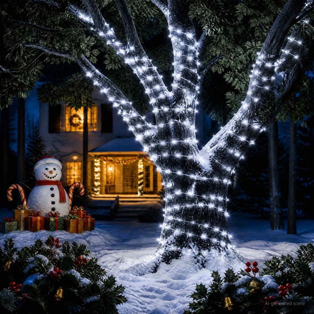 Virvinės lemputės 150 LED Šalta balta 15 m
