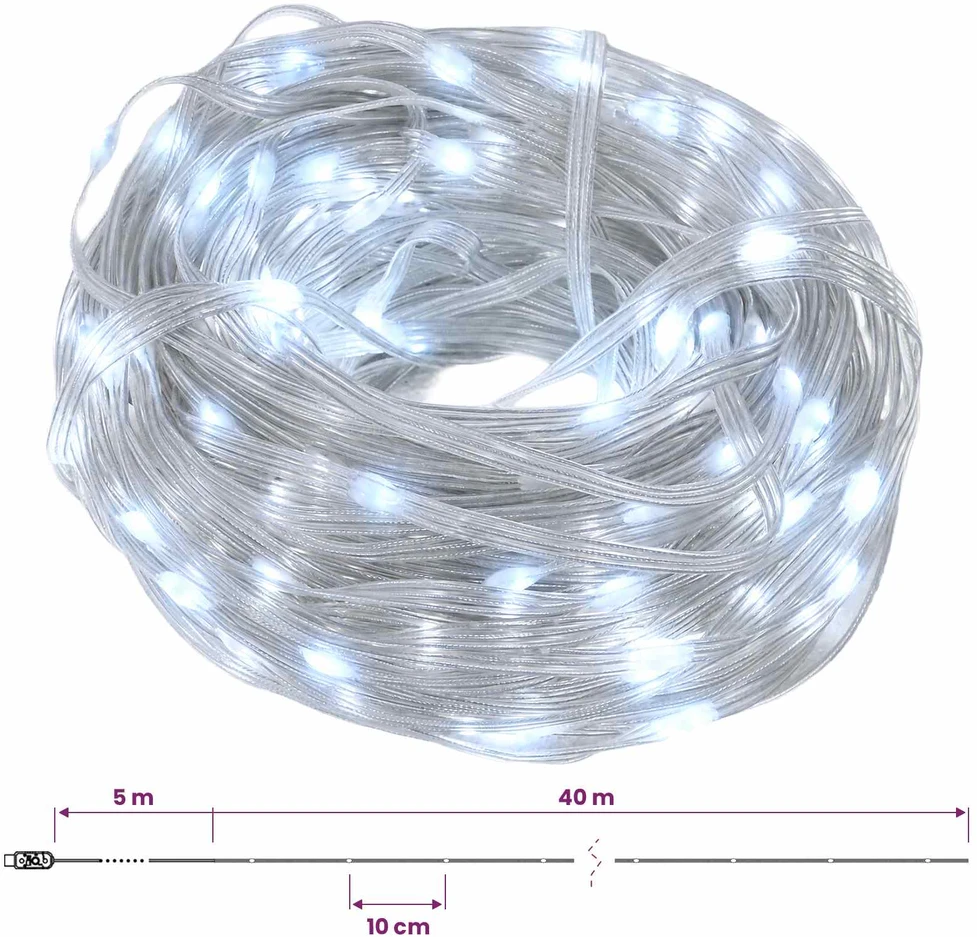 Virvinės lemputės 400 LED Šalta balta 40 m