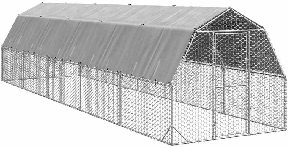 vištienos bėgimas su stogu 2,5x10x2,25 m cinkuoto plieno