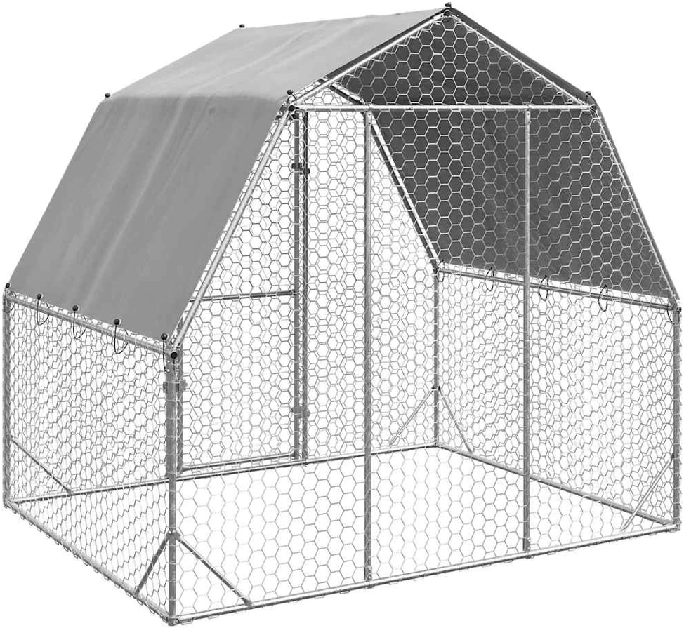 Vištienos bėgimas su stogu, 2,5x2x2,25m, galvanizuotas plienas