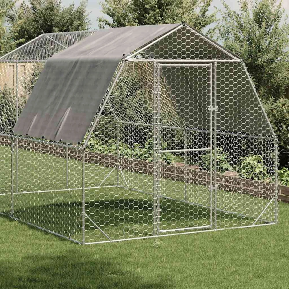 vištienos bėgimas su stogu 2,5x4x2,25 m cinkuoto plieno