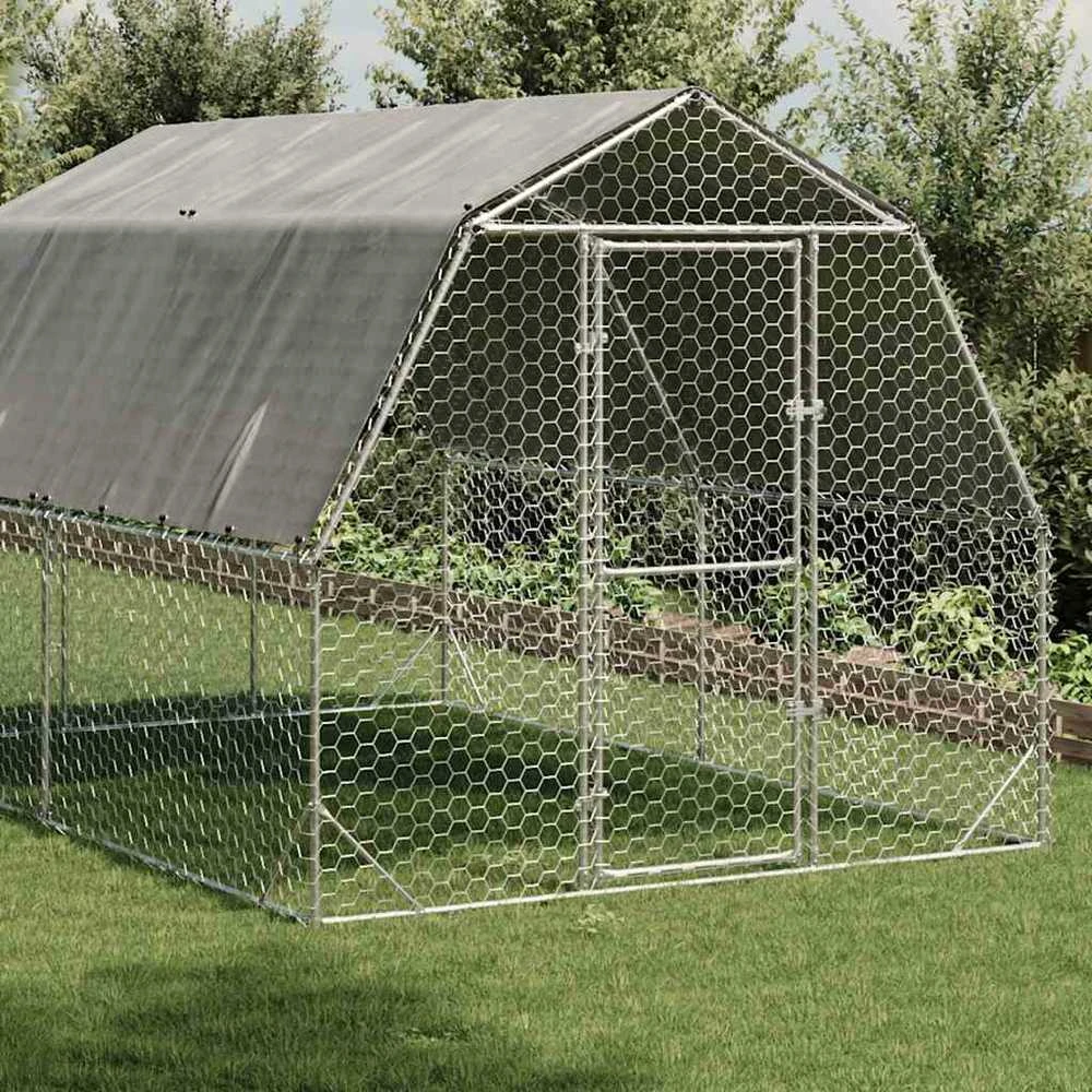 vištienos bėgimas su stogu 2,5x4x2,25 m cinkuoto plieno