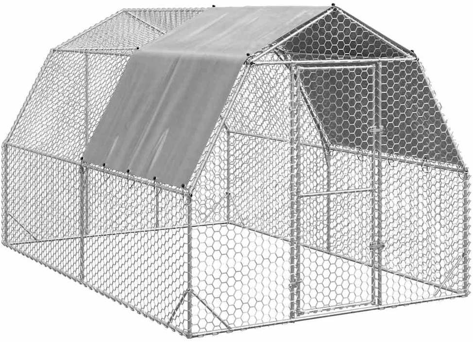 vištienos bėgimas su stogu 2,5x4x2,25 m cinkuoto plieno