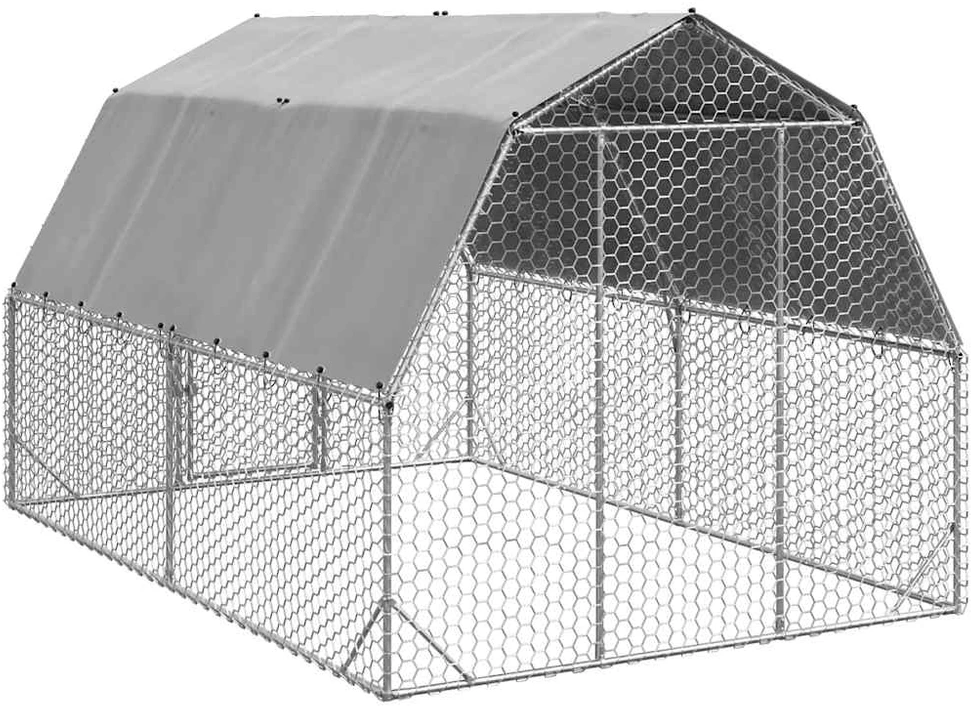 vištienos bėgimas su stogu 2,5x4x2,25 m cinkuoto plieno