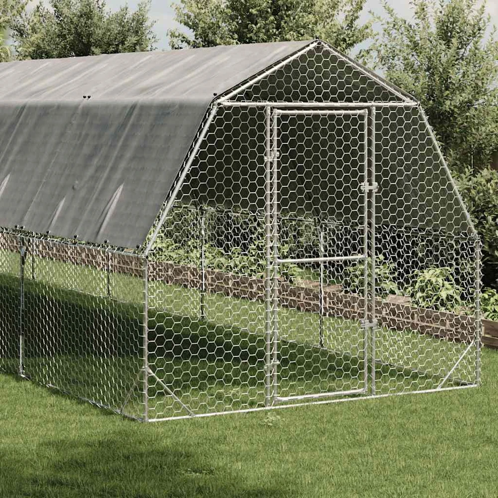 vištienos bėgimas su stogu 2,5x6x2,25 m cinkuoto plieno