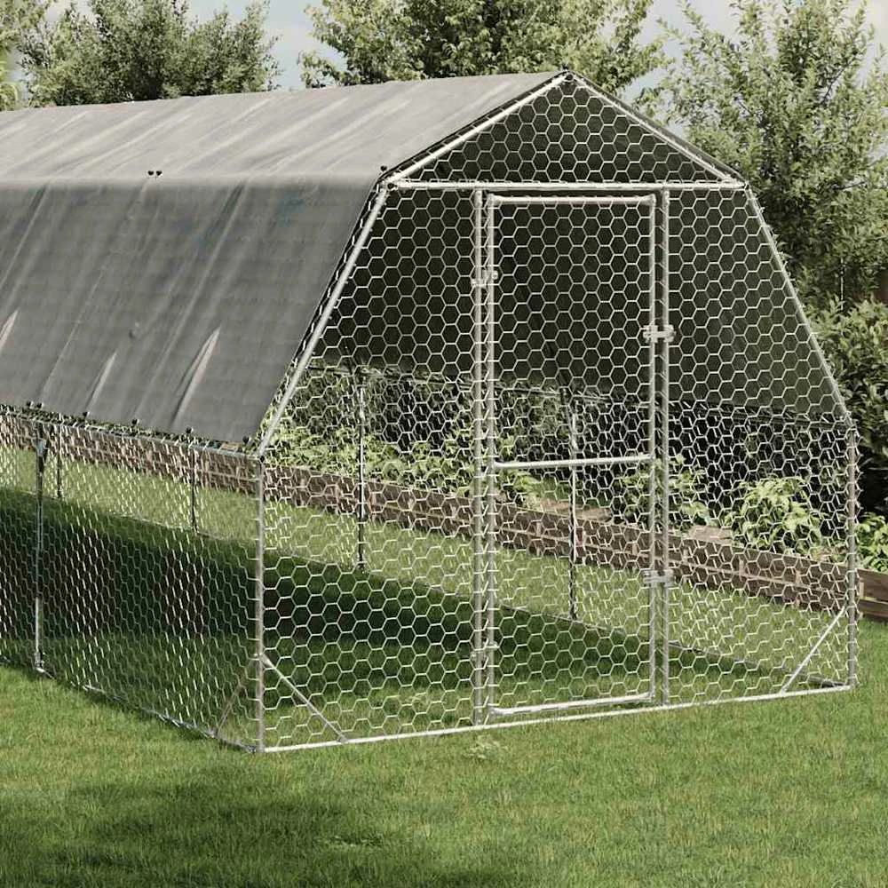 vištienos bėgimas su stogu 2,5x6x2,25 m cinkuoto plieno