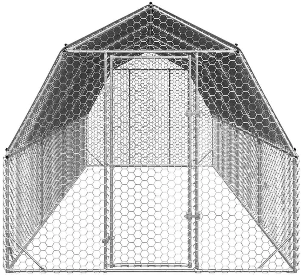 vištienos bėgimas su stogu 2,5x8x2,25 m cinkuoto plieno