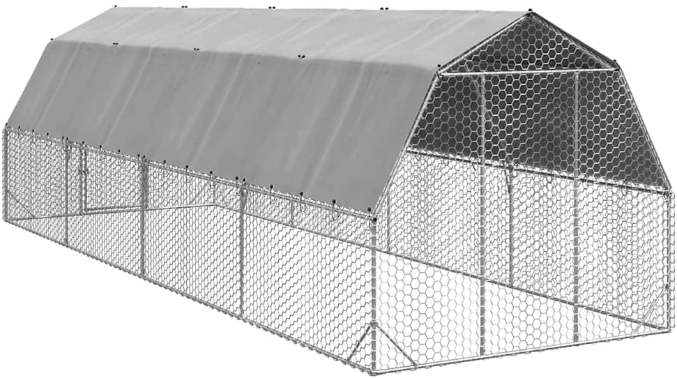 vištienos bėgimas su stogu 2,5x8x2,25 m cinkuoto plieno