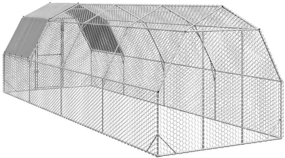 vištienos bėgimas su stogu 2,5x8x2,25 m cinkuoto plieno