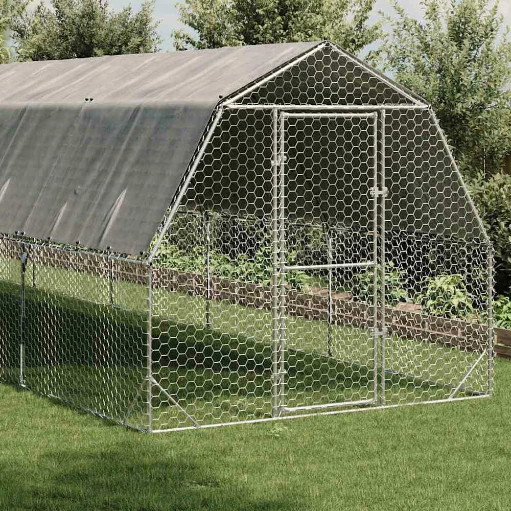 vištienos bėgimas su stogu 2,5x8x2,25 m cinkuoto plieno