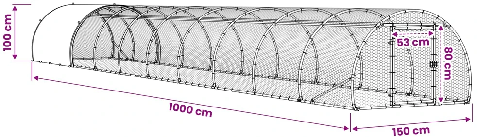 Vištų būdas Sidabrinė 1000 x 150 x 100 cm Galvanizuotas plienas