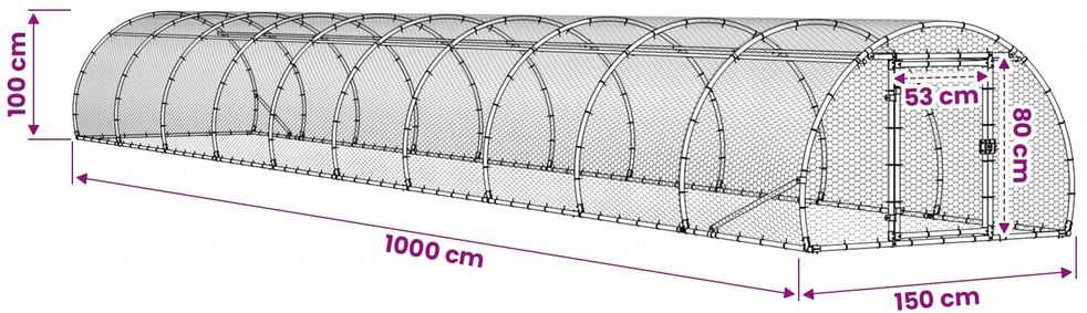 Vištų būdas Sidabrinė 1000 x 150 x 100 cm Galvanizuotas plienas