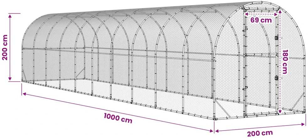 Vištų būdas Sidabrinė 1000 x 200 x 200 cm Galvanizuotas plienas