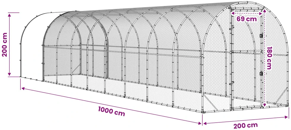 Vištų būdas Sidabrinė 1000 x 200 x 200 cm Galvanizuotas plienas