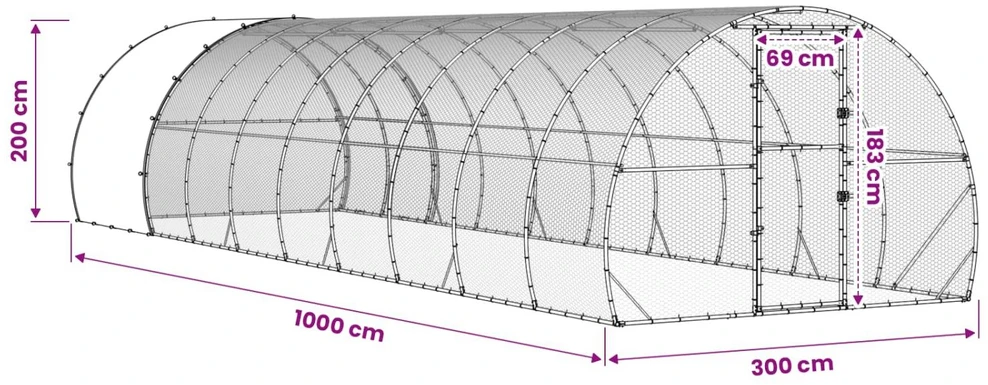 Vištų būdas Sidabrinė 1000 x 300 x 200 cm Galvanizuotas plienas