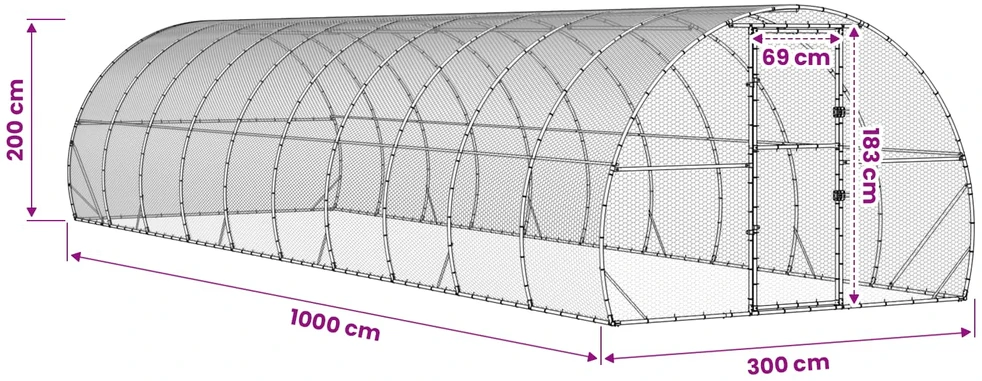 Vištų būdas Sidabrinė 1000 x 300 x 200 cm Galvanizuotas plienas