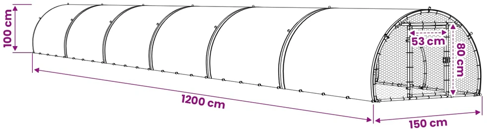Vištų būdas Sidabrinė 1200 x 150 x 100 cm Galvanizuotas plienas