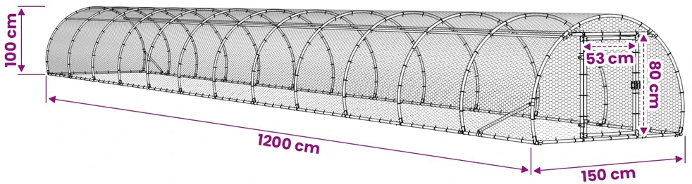 Vištų būdas Sidabrinė 1200 x 150 x 100 cm Galvanizuotas plienas