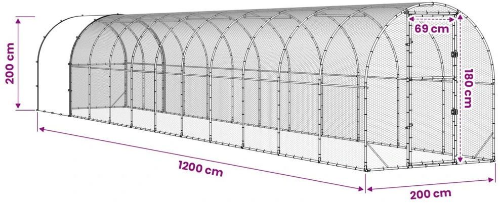 Vištų būdas Sidabrinė 1200 x 200 x 200 cm Galvanizuotas plienas