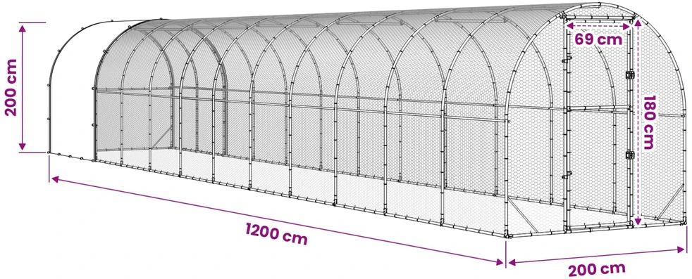 Vištų būdas Sidabrinė 1200 x 200 x 200 cm Galvanizuotas plienas