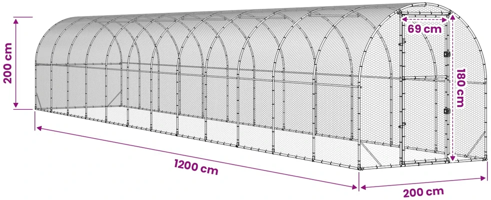 Vištų būdas Sidabrinė 1200 x 200 x 200 cm Galvanizuotas plienas