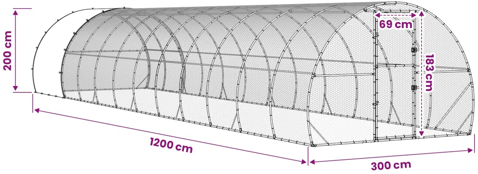 Vištų būdas Sidabrinė 1200 x 300 x 200 cm Galvanizuotas plienas