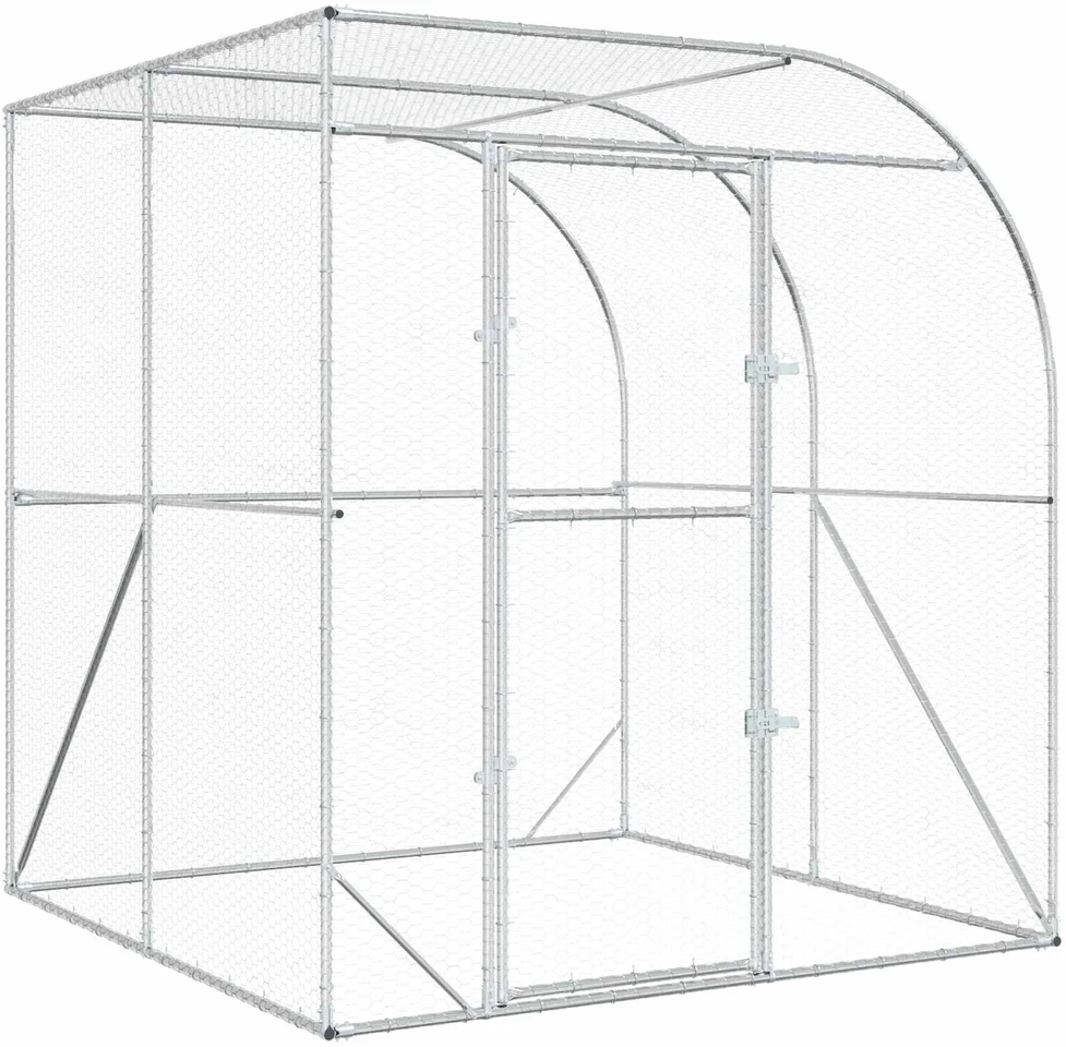 Vištų būdas Sidabrinė 200 x 200 x 215 cm Galvanizuotas plienas
