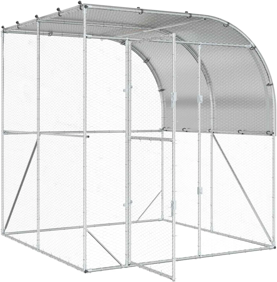 Vištų būdas Sidabrinė 200 x 200 x 215 cm Galvanizuotas plienas