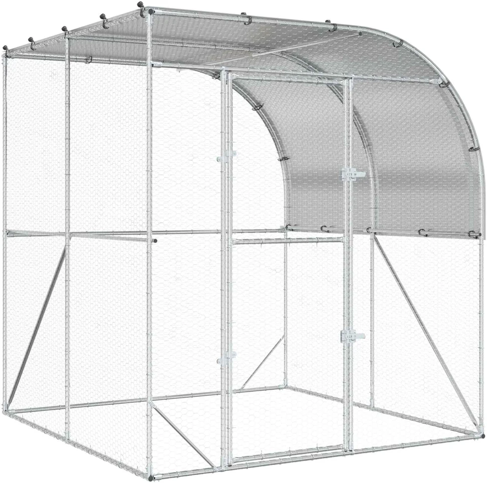 Vištų būdas Sidabrinė 200 x 200 x 215 cm Galvanizuotas plienas