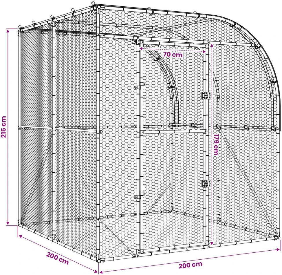 Vištų būdas Sidabrinė 200 x 200 x 215 cm Galvanizuotas plienas