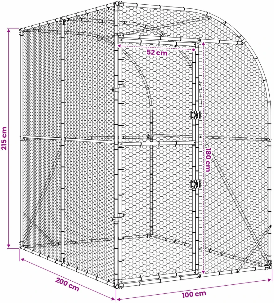 Vištų būdas Sidabrinė 200 x 200 x 215 cm Galvanizuotas plienas