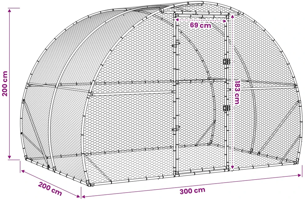 Vištų būdas Sidabrinė 200 x 300 x 200 cm Galvanizuotas plienas