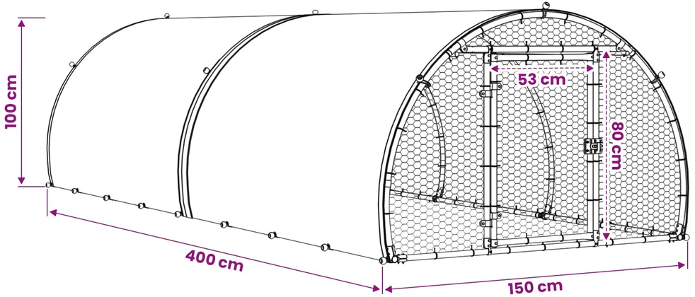 Vištų būdas Sidabrinė 400 x 150 x 100 cm Galvanizuotas plienas