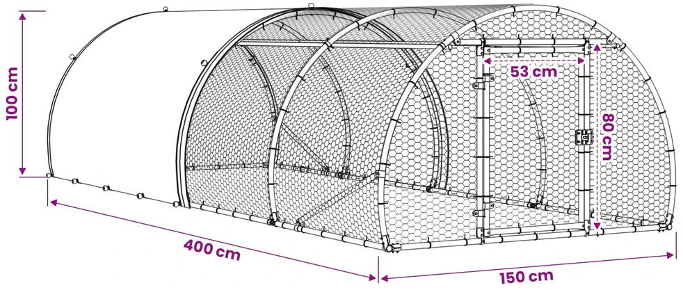 Vištų būdas Sidabrinė 400 x 150 x 100 cm Galvanizuotas plienas