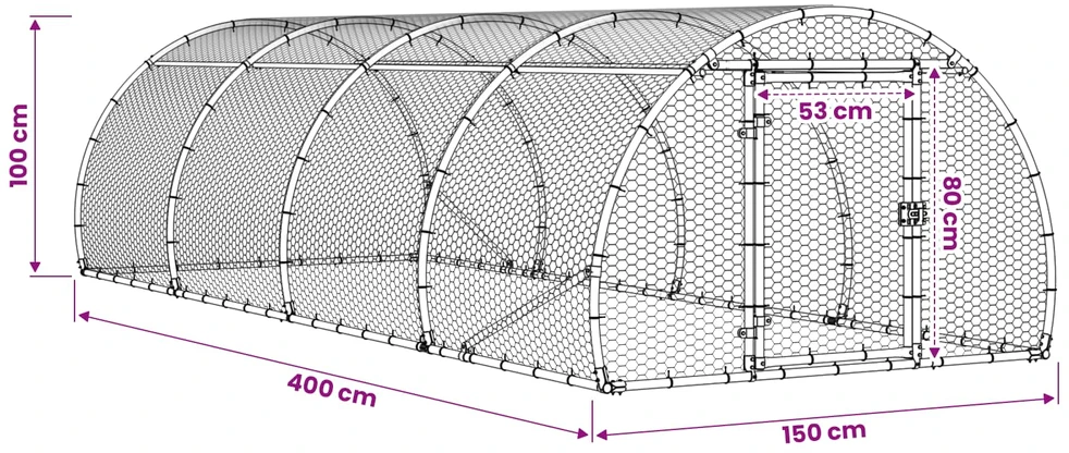 Vištų būdas Sidabrinė 400 x 150 x 100 cm Galvanizuotas plienas