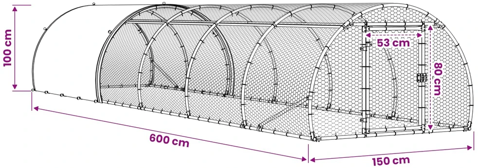 Vištų būdas Sidabrinė 600 x 150 x 100 cm Galvanizuotas plienas
