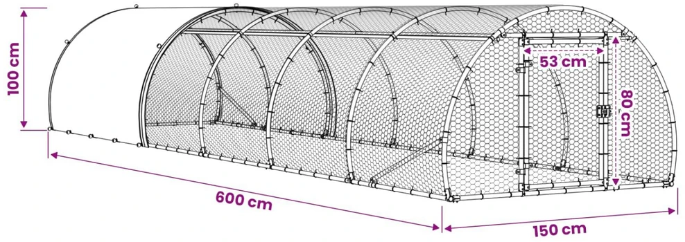 Vištų būdas Sidabrinė 600 x 150 x 100 cm Galvanizuotas plienas