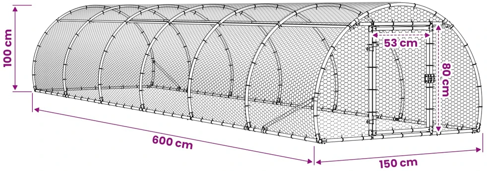 Vištų būdas Sidabrinė 600 x 150 x 100 cm Galvanizuotas plienas