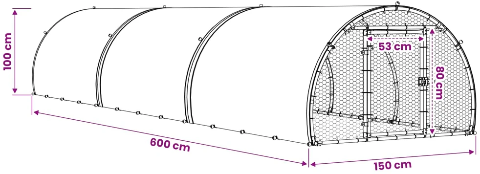 Vištų būdas Sidabrinė 600 x 150 x 100 cm Galvanizuotas plienas