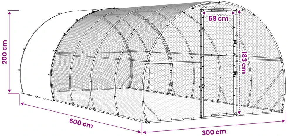 Vištų būdas Sidabrinė 600 x 300 x 200 cm Galvanizuotas plienas