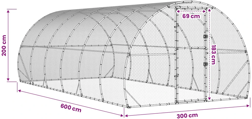 Vištų būdas Sidabrinė 600 x 300 x 200 cm Galvanizuotas plienas