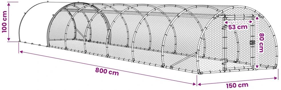 Vištų būdas Sidabrinė 800 x 150 x 100 cm Galvanizuotas plienas