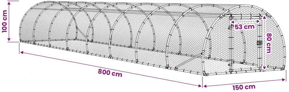 Vištų būdas Sidabrinė 800 x 150 x 100 cm Galvanizuotas plienas