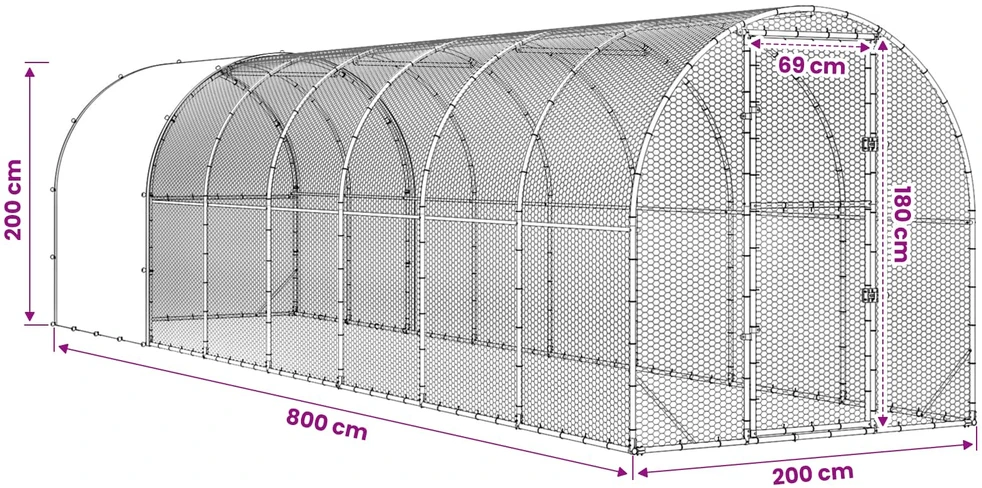 Vištų būdas Sidabrinė 800 x 200 x 200 cm Galvanizuotas plienas