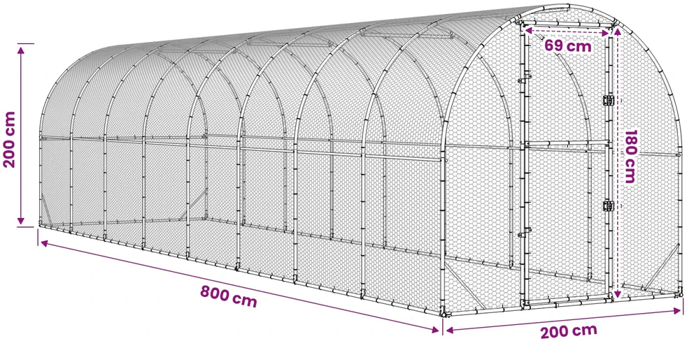 Vištų būdas Sidabrinė 800 x 200 x 200 cm Galvanizuotas plienas
